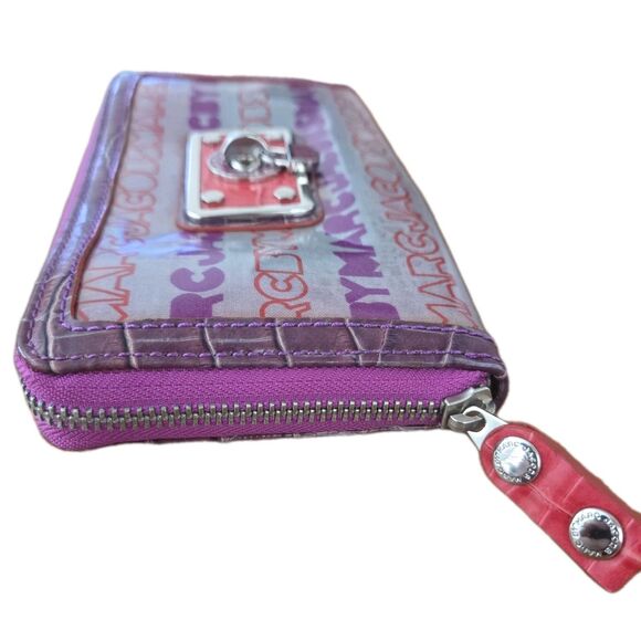 Marc by Marc Jacobs Continental Zip Around Wallet with Logo Lock Purple Red - Picture 5 of 13